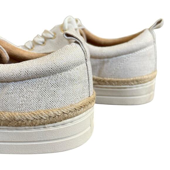 Jack Rogers Canvas Mia Metallic Gold White Tan Platform Sneakers 9.5 Espadrille - Picture 7 of 10
